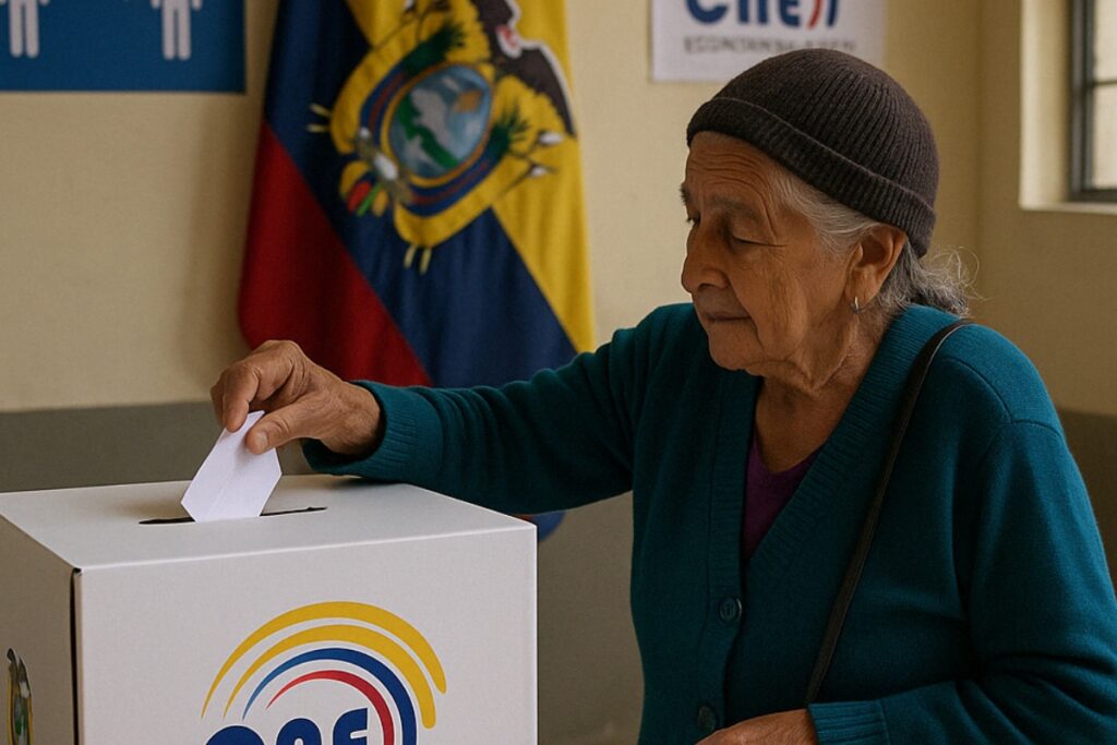 Imagen creada con IA. Los adultos mayores acudieron a votar este 13 de abril de 2025.