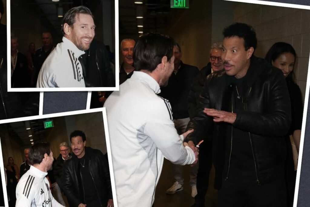 Lionel Messi (izq.) junto a Lionel Richie en un partido del Inter de Miami.