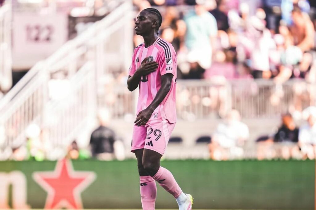 Allen Obando celebra su último gol con el Inter de Miami en la MLS.