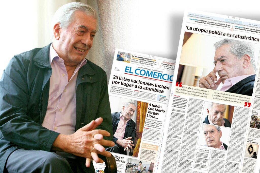 Mario Vargas Llosa fue entrevistado por EL COMERCIO en el Centro Histórico de Quito en 2007.