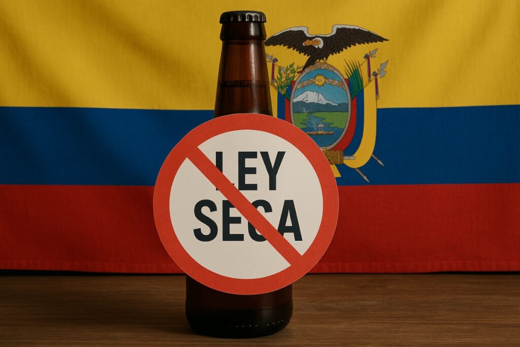 Imagen referencial creada con ChatGPT sobre la ley seca en Ecuador.