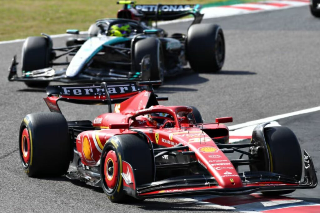 Mercedes y Ferrari en el GP de Japón de 2024.