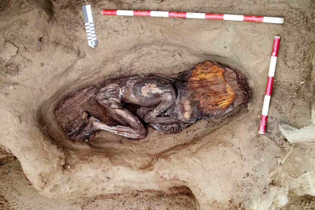 Fotografía cedida por la Zona Arqueológica Caral del yacimiento de la Huaca de los Ídolos, dentro del sitio arqueólogico Áspero.