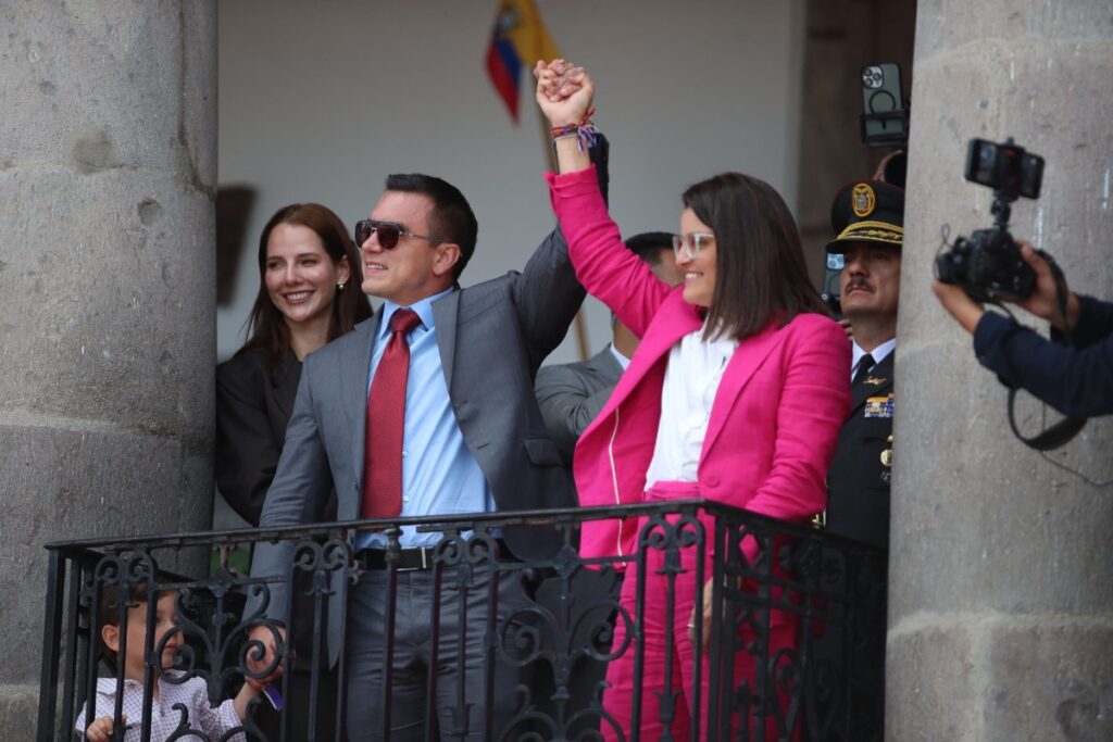 Daniel Noboa junto a María José Pinto el pasado 15 de abril de 2025.