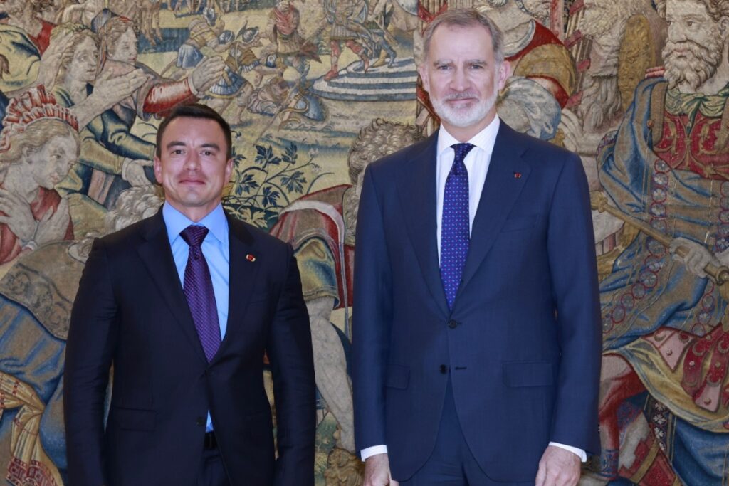 El Rey y el Presidente de la República del Ecuador, Daniel Noboa Azín, antes de mantener el encuentro.
