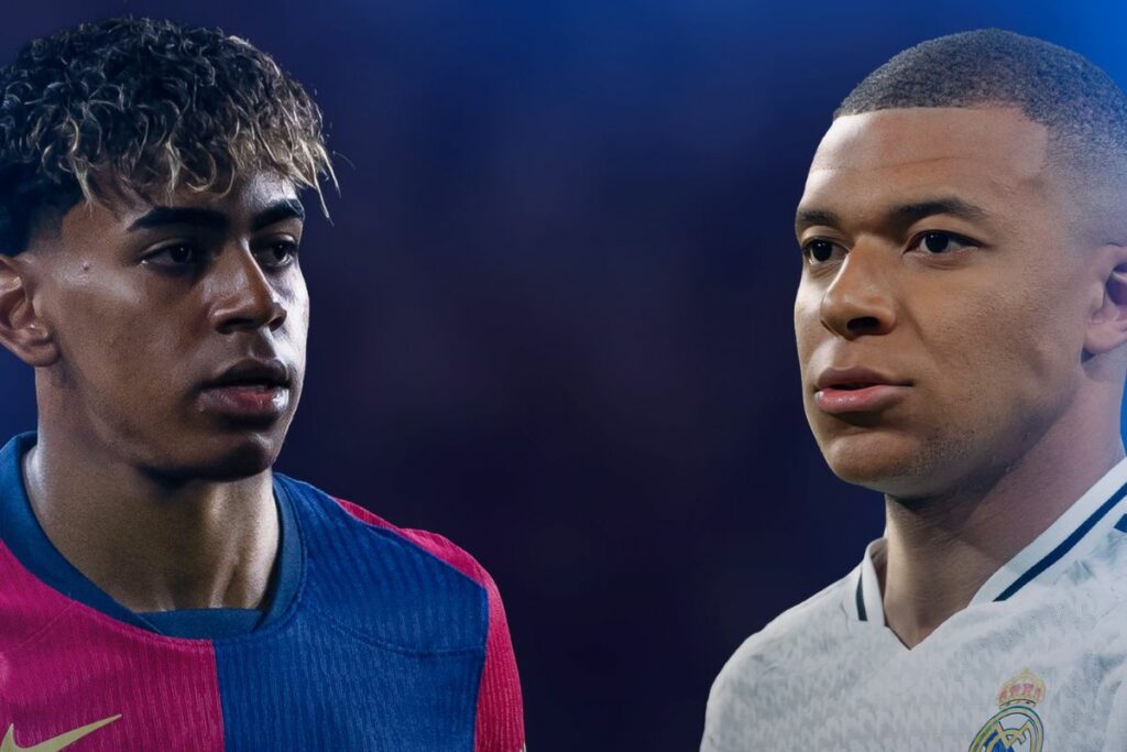Lamine Yamal (i) y Kylian Mbappé se enfrentarán en la final de la Copa del Rey 2024-25.