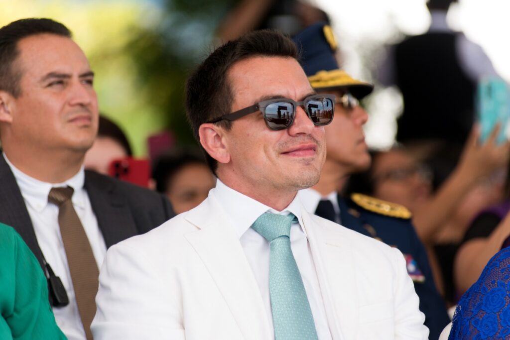 El presidente Daniel Noboa en Puerto Bolívar.