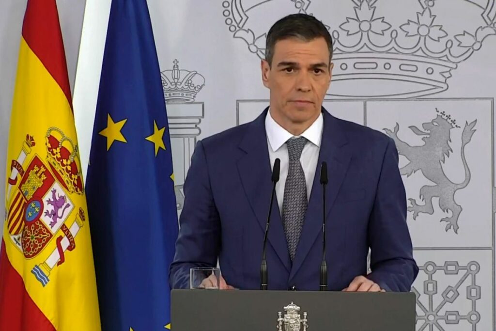 Pedro Sánchez, presidente de España, en rueda de prensa.