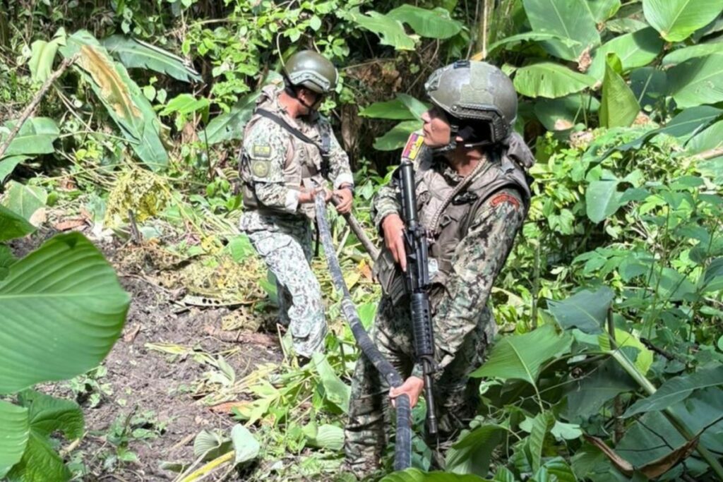 Las Fuerzas Armadas de Ecuador y Colombia ejecutaron un operativo binacional en la frontera norte. Cortesía: Ejército de Ecuador