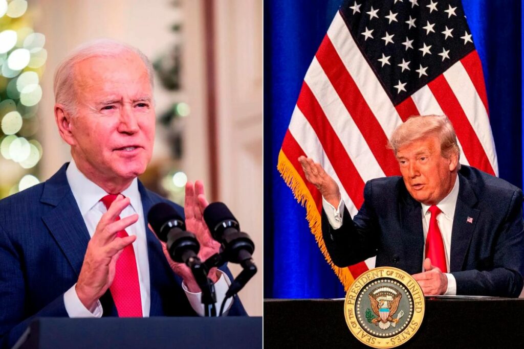 Combo de dos fotografías de archivo donde aparece el expresidente de Estados Unidos, Joe Biden (i), y el presidente, Donald J. Trump (d).