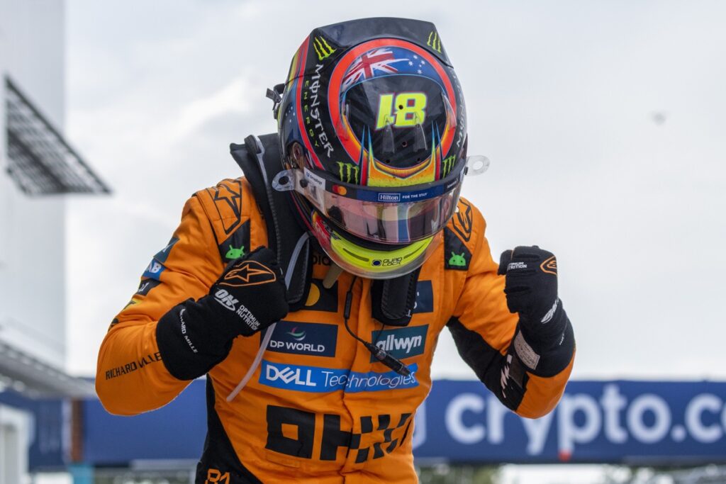 Óscar Piastri celebra su triunfo en el Gran Premio de Miami de la Fórmula 1.