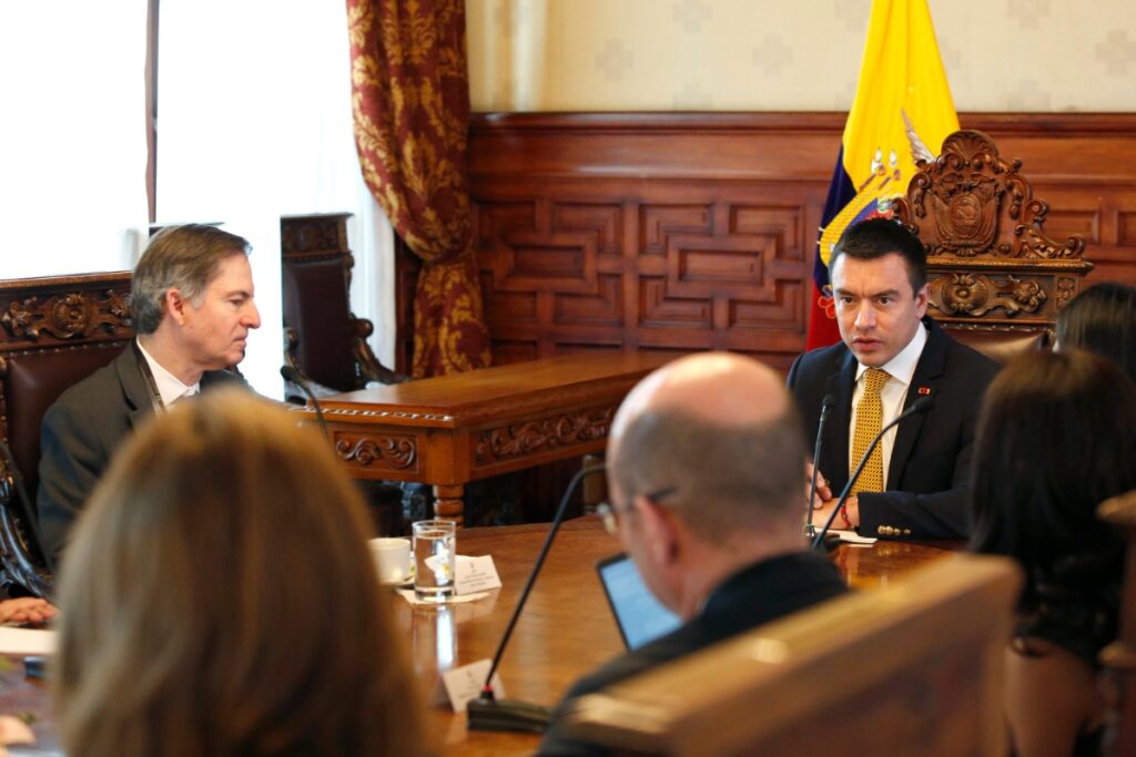 Representantes de tres organismos multilaterales acudieron a Carondelet para reunirse con Daniel Noboa.