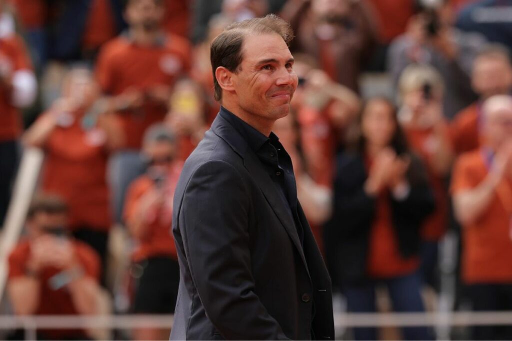 Rafael Nadal durante la ceremonia de homenaje en Roland Garros.