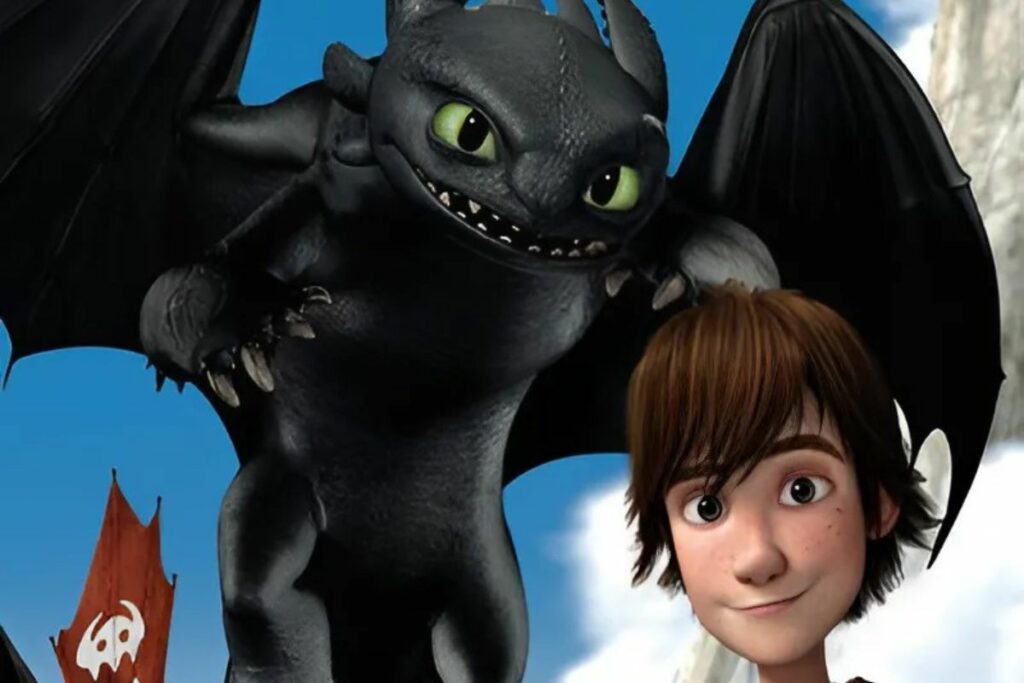 Hipo y Chimuelo en un póster de la película animada 'Cómo entrenar a tu dragón'.