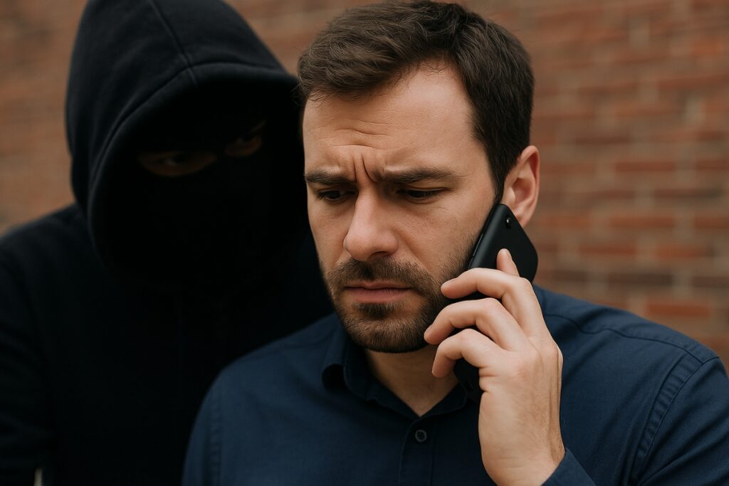 Imagen referencial creada con Inteligencia Artificial sobre una extorsión.