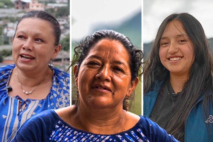 De izq. a der.: Ana, María (nombre protegido) y Carmen han querido irse del Ecuador, pero ahora han desistido y quieren emprender.