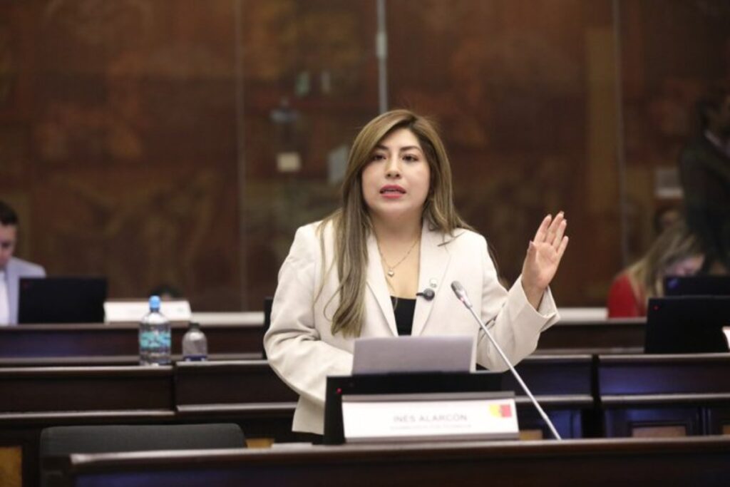 La asambleísta Inés Alarcón (ADN) presentó los ajustes al proyecto de Ley de Seguridad, antes de la votación.
