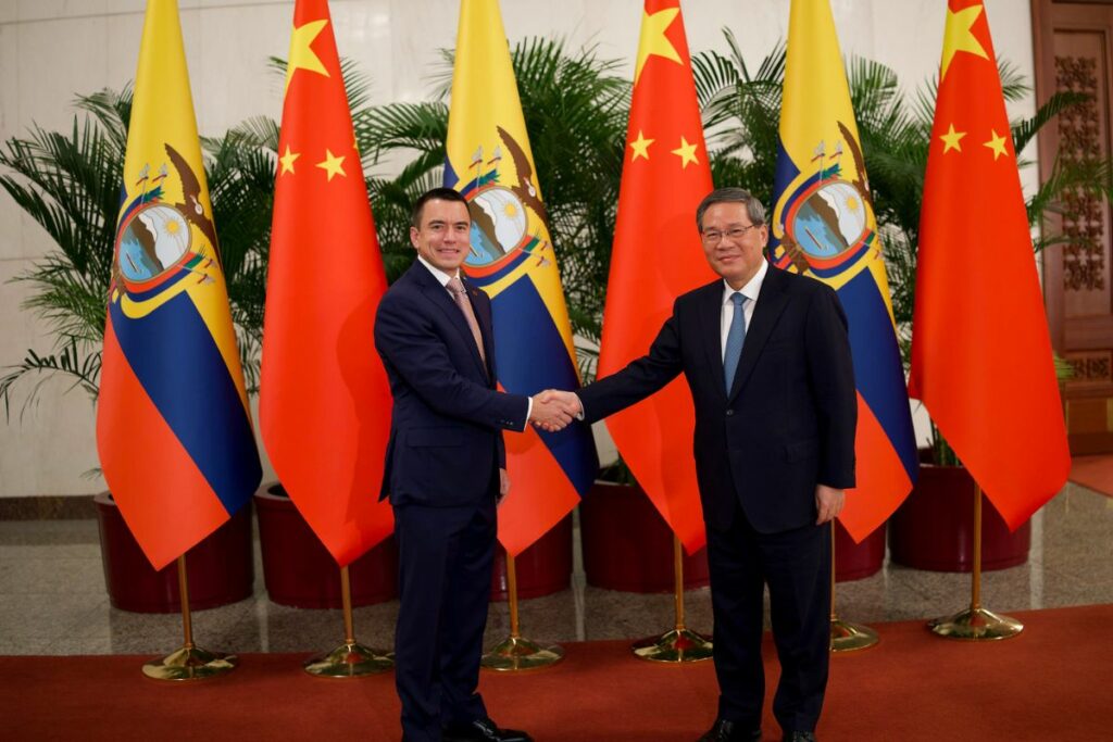 El presidente Daniel Noboa y el primer Ministro chino, Li Qiang.