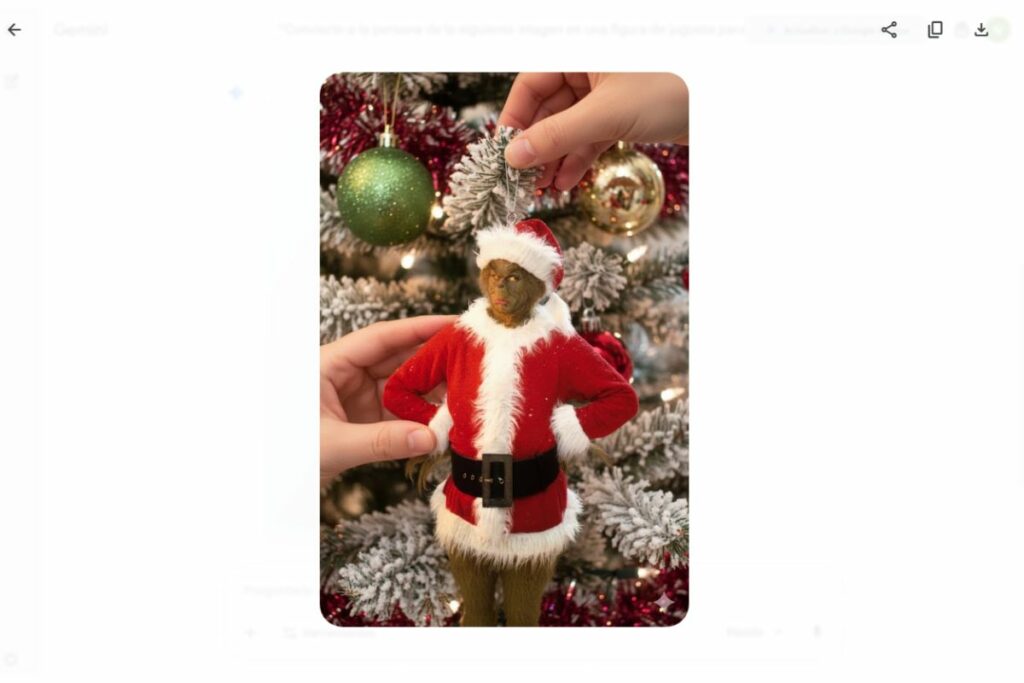 Adorno navideño creado con la herramienta Veo 3.1.