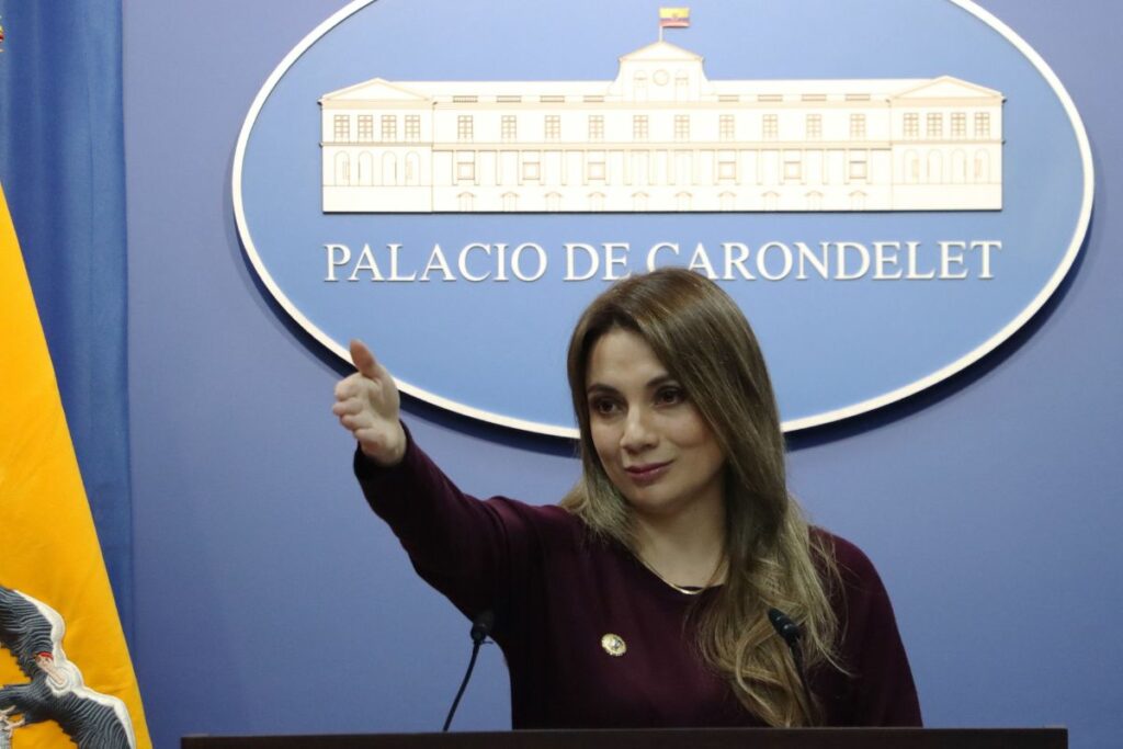 Carolina Jaramillo, portavoz del gobierno de Daniel Noboa, hizo cuatro anuncios este 14 de julio de 2025.