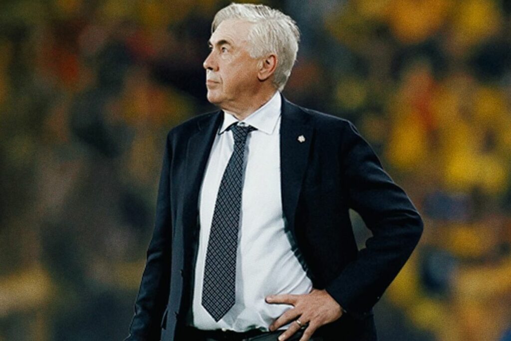 Carlo Ancelotti durante su debut como DT de Brasil contra la Selección de Ecuador.