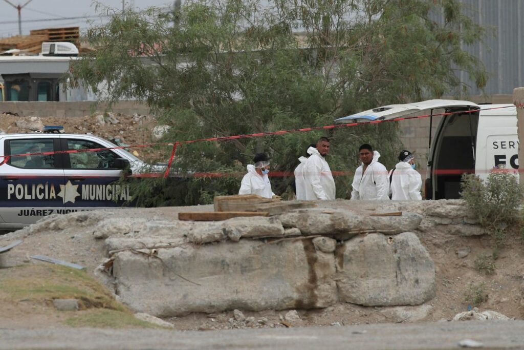 Autoridades estatales y personal médico forense trabajan en un inmueble donde fueron hallados cuerpos embalsamados.