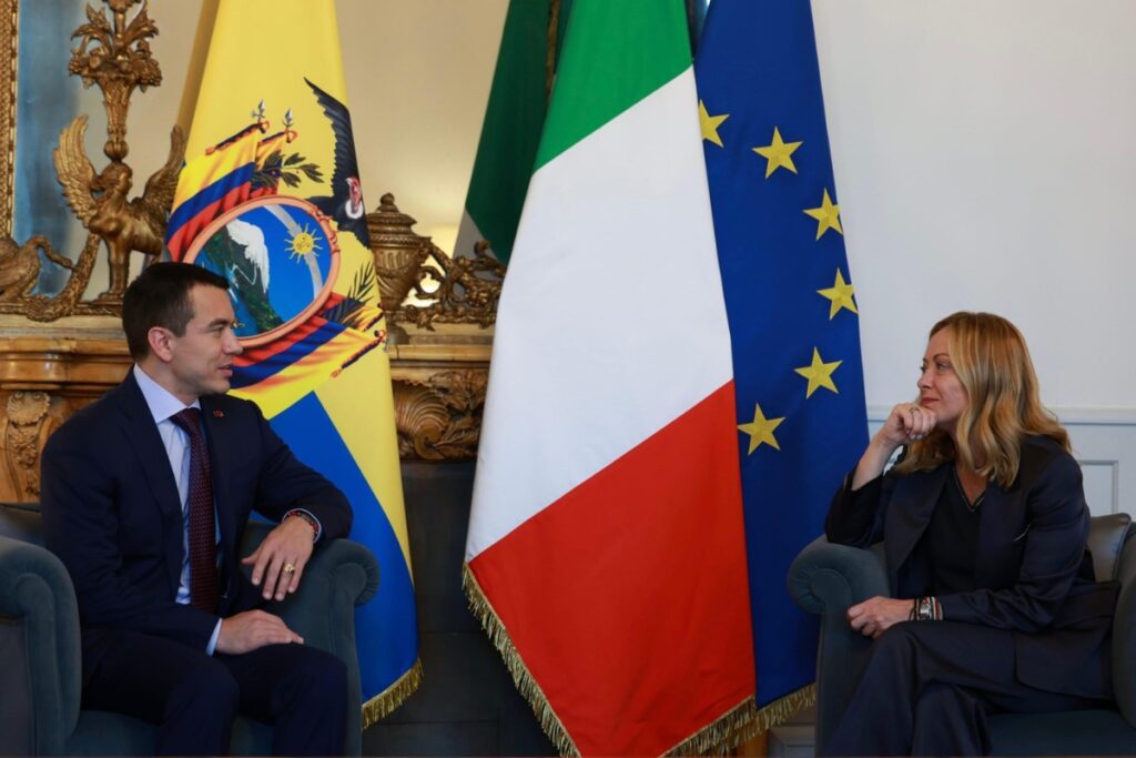 Daniel Noboa y Giorgia Meloni se reunieron en Italia.