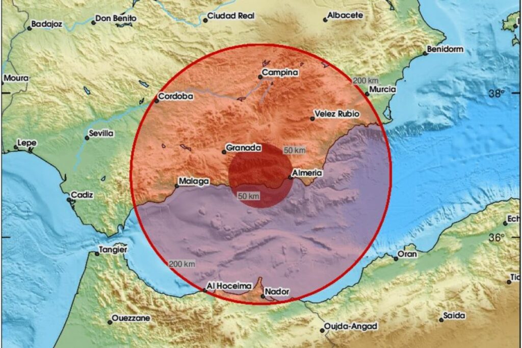 Un sismo muy fuerte sacudió la zona de Almería, en España.