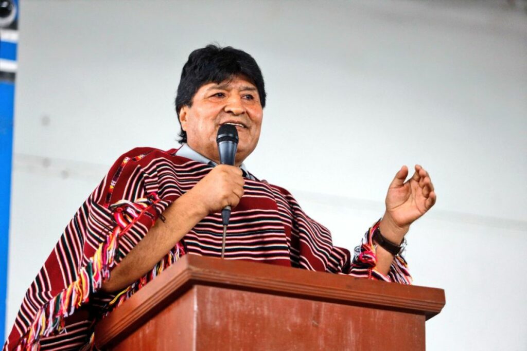 Evo Morales en un discurso en Bolivia.