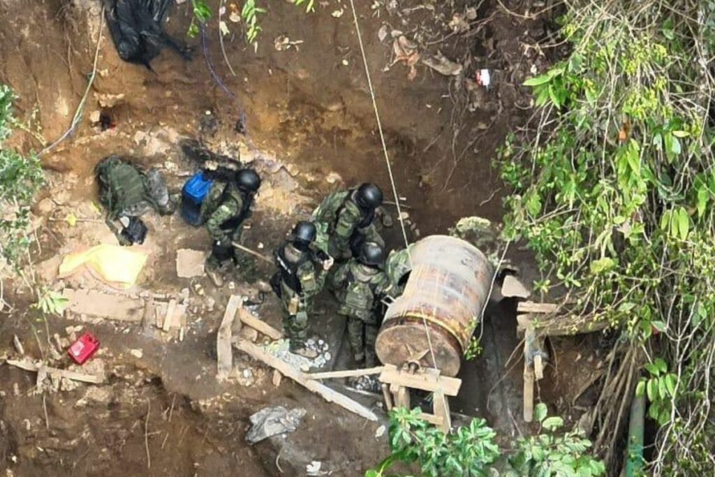 Militares detectaron e inhabilitaron campamentos de minería ilegal.