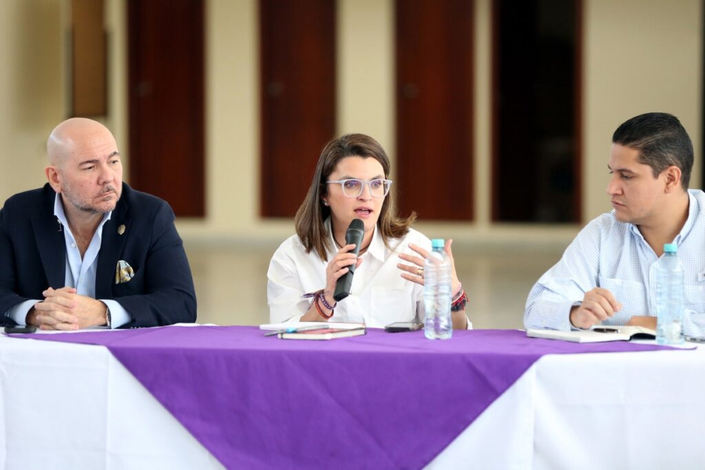 La vicepresidenta María José Pinto dirigió la sesión del COE Nacional sobre la crisis de agua potable en Quito.