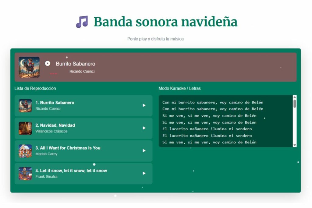 Sección musical del especial navideño.