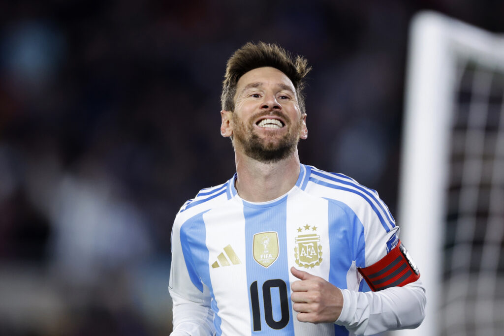 Lionel Messi celebra uno de sus goles con la Selección de Argentina.