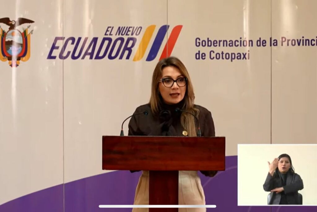 Carolina Jaramillo, vocera de Daniel Noboa, dio los anuncios desde Latacunga.