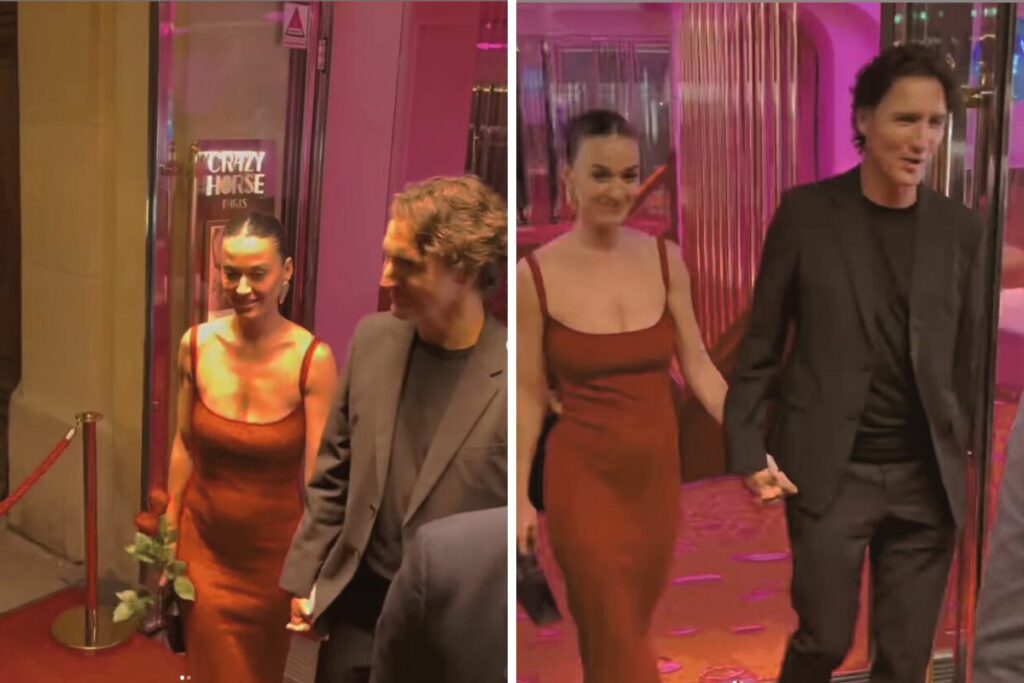 Katy Perry de rojo y de la mano de Justin Trudeau en París. 