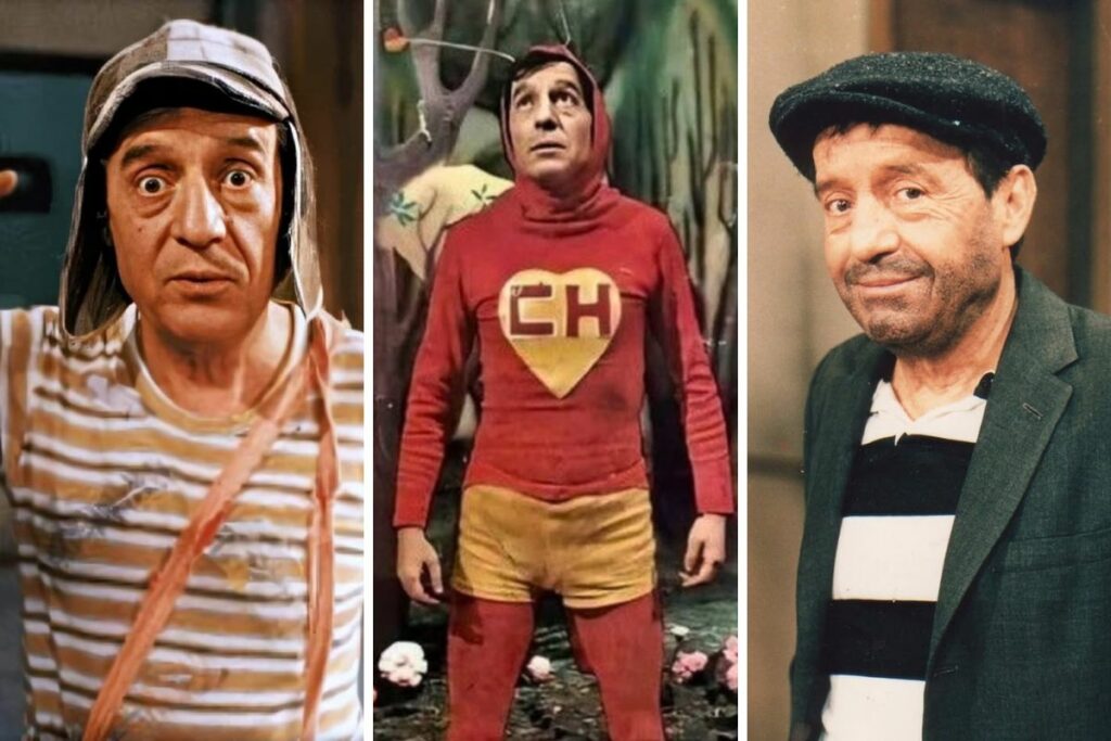 De iz. a der.: El Chavo, El Chapulín, Chómpiras.