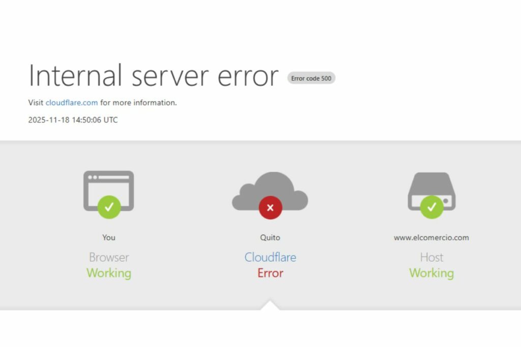 Mensaje de error en página web.
