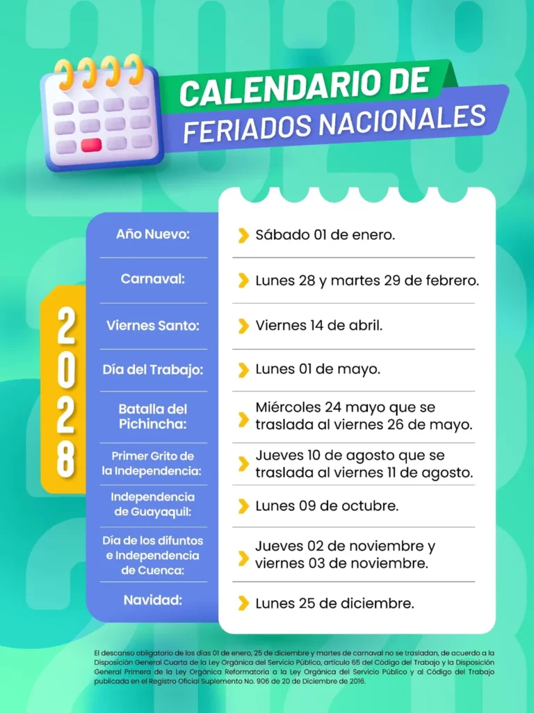 próximo feriado en Ecuador 2028
cuales son los feriados Ecuador 2028