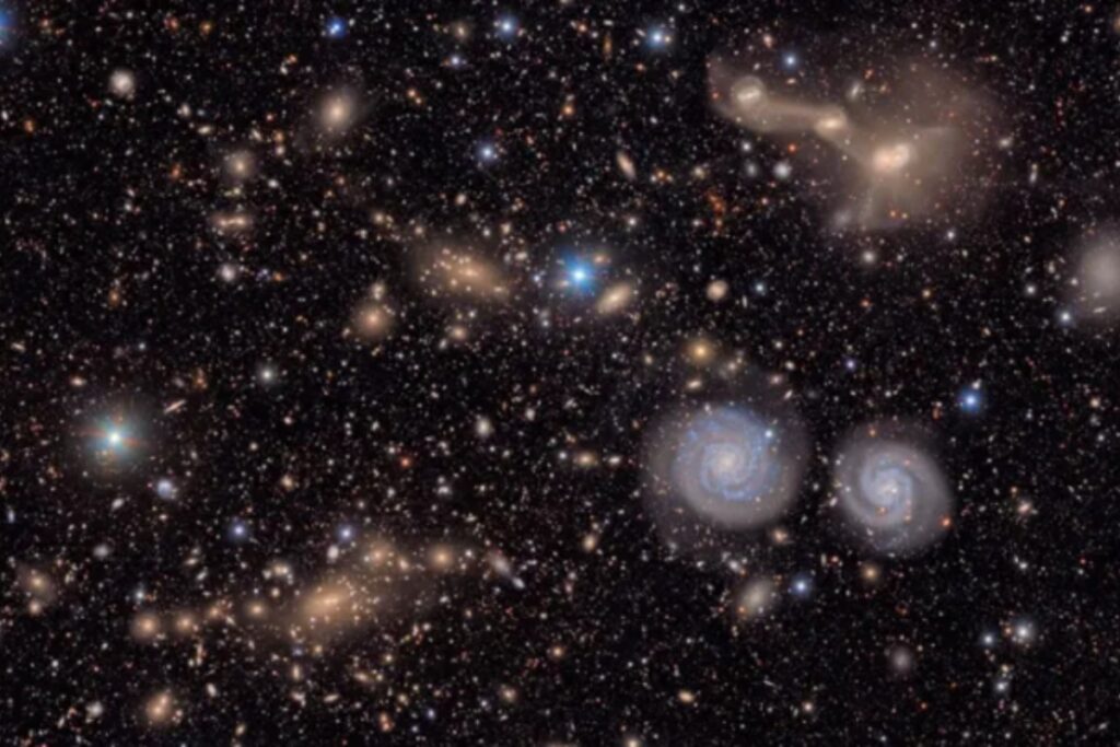 Foto cedida por el Observatorio Vera C. Rubin que muestra una imagen captada en su telescopio de una pequeña sección del Cúmulo de Virgo. Foto: EFE/ Observatorio Vera C. Rubin