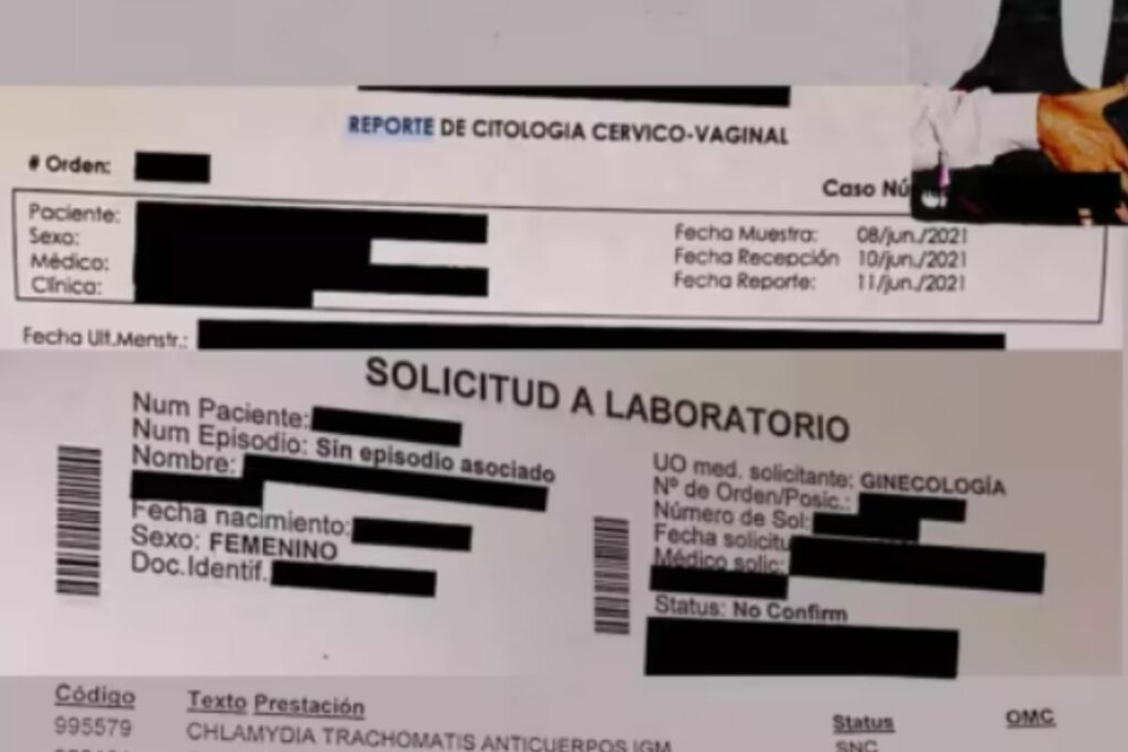 Resultado de exámenes ginecológicos citados en el artículo de Univisión sobre Julio Iglesias. Captura de pantalla