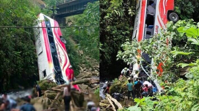 Un siniestro de tránsito en la vía Macas-Taisha. Fotos: ECU 911 / Cortesía ciudadana / Tomada de Twitter @CafeRadioEc •
