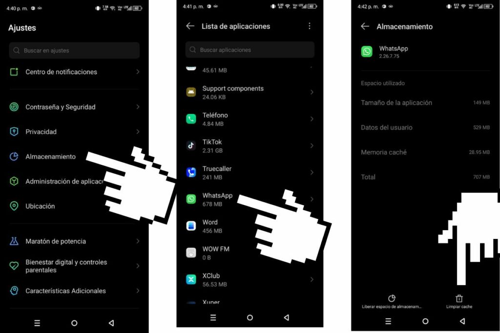 Interfaz para borrar caché en Android.