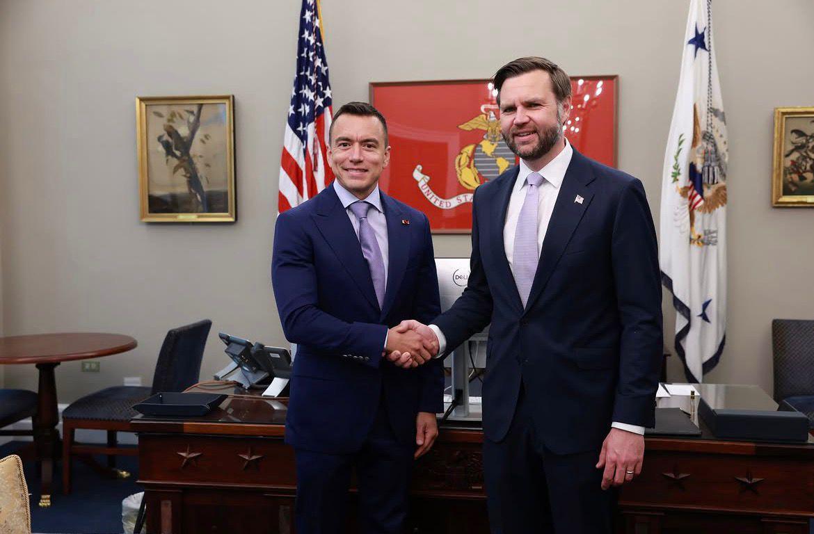 Daniel Noboa se reunió con JD Vance, en visita a Estados Unidos