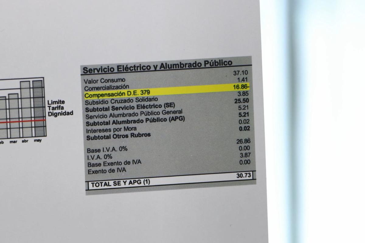 En el apartado de Sevicio Eléctrico puede ver los valores de la compensación.