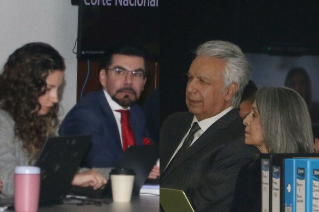 Lenín Moreno y el fiscal Carlos Alarcón en la Corte Nacional de Justicia por el caso Sinohydro. • Foto: API