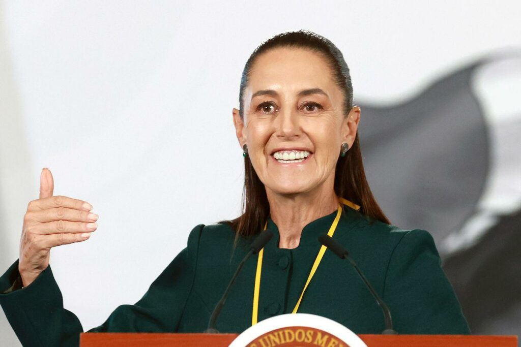 La presidenta de México, Claudia Sheinbaum, en su transmisión mañanera.