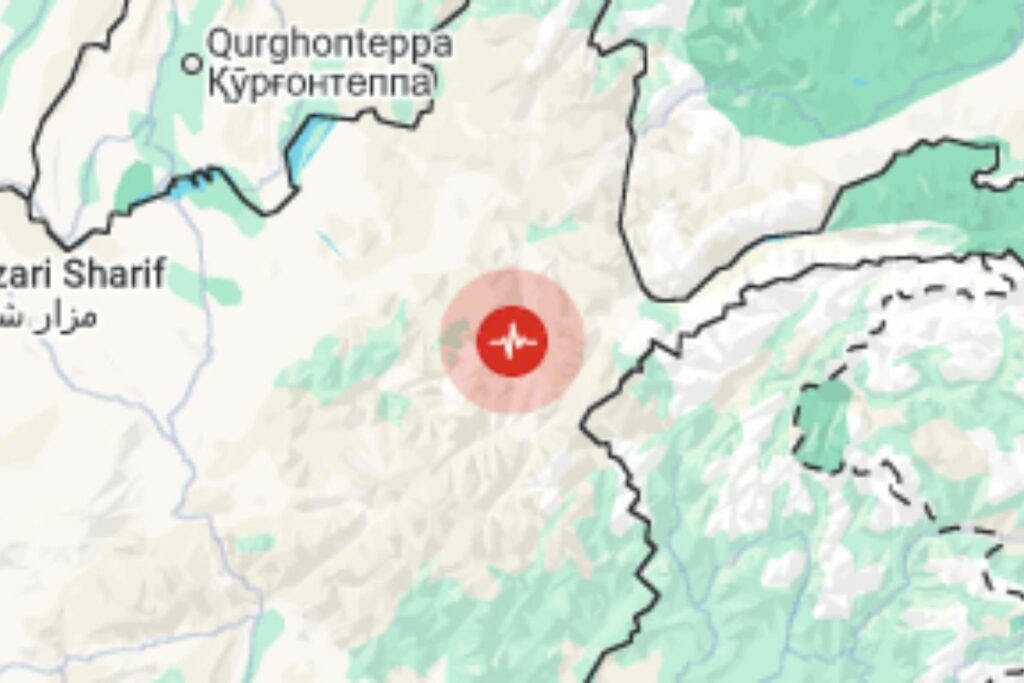 Epicentro del sismo en Afganistán del 27 de junio de 2026.
