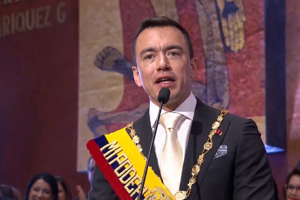 Presidente Daniel Noboa durante el informe a la nación 2026