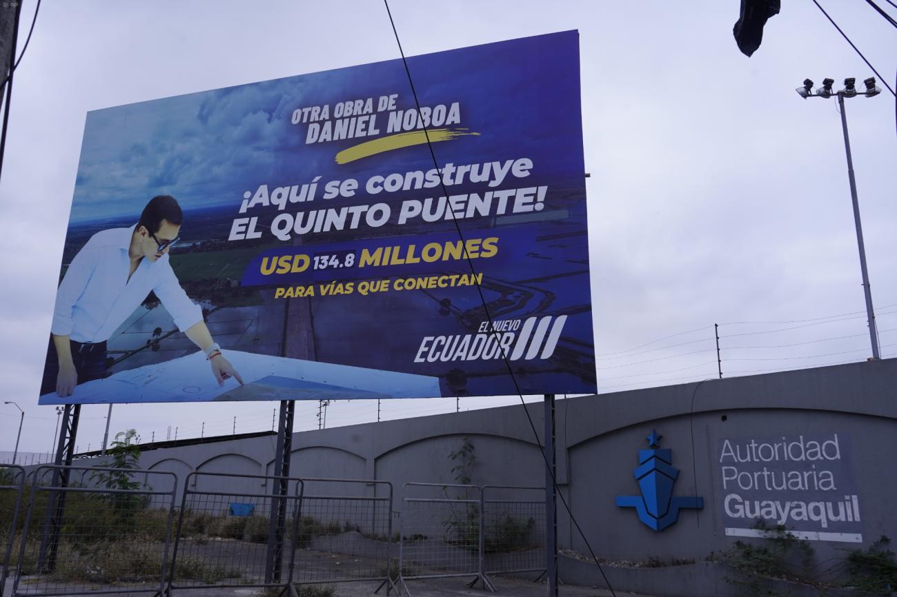 Este 23 de julio el presidente Daniel Noboa colocó la primera piedra para dar inicio a la construcción del primer tramo del Quinto Puente.