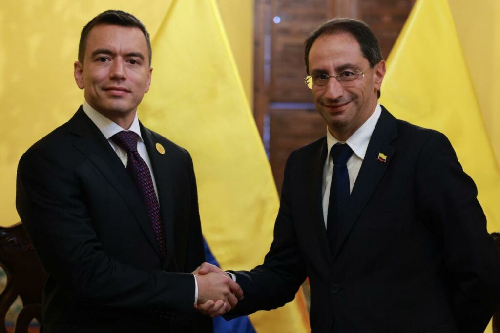Daniel Noboa se reunió con el vicepresidente electo de Colombia, José Manuel Restrepo.
